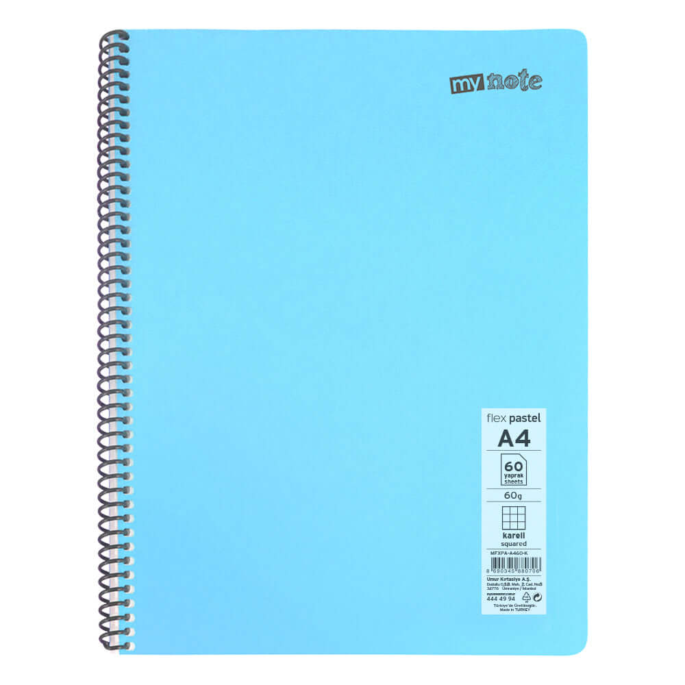 Caiet cu spira Mynote, format A4, 60 file offset 60 g/mp, liniatura matematica, coperta PP pastel, mix de 8 culori Caiet cu spira Mynote, format A4, 60 file offset 60 g/mp, liniatura matematica, coperta PP pastel, mix de 8 culori